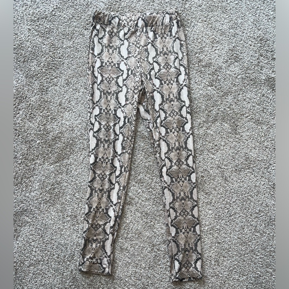 Fashion Nova Holler At Me High Rise Snakeskin Print Leggings - Brown, Beige (M)